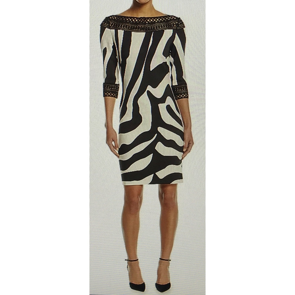Naeem Khan Zebra Stripe Dress Exclusive - Picture 2 of 9